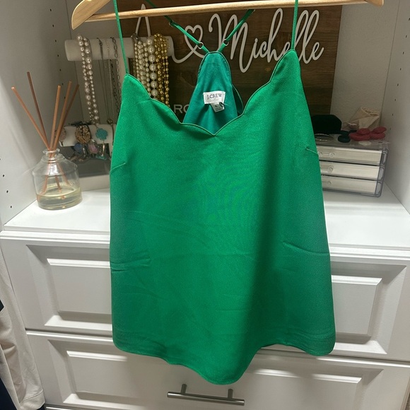 J Crew Factory Green Scalloped Camisole Top - Picture 3 of 6